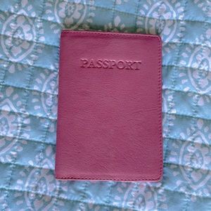 Pink Leather Passport Cover